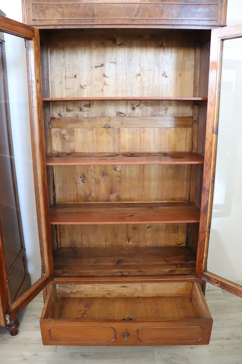 Coppia di librerie antiche in noce restaurate-photo-5