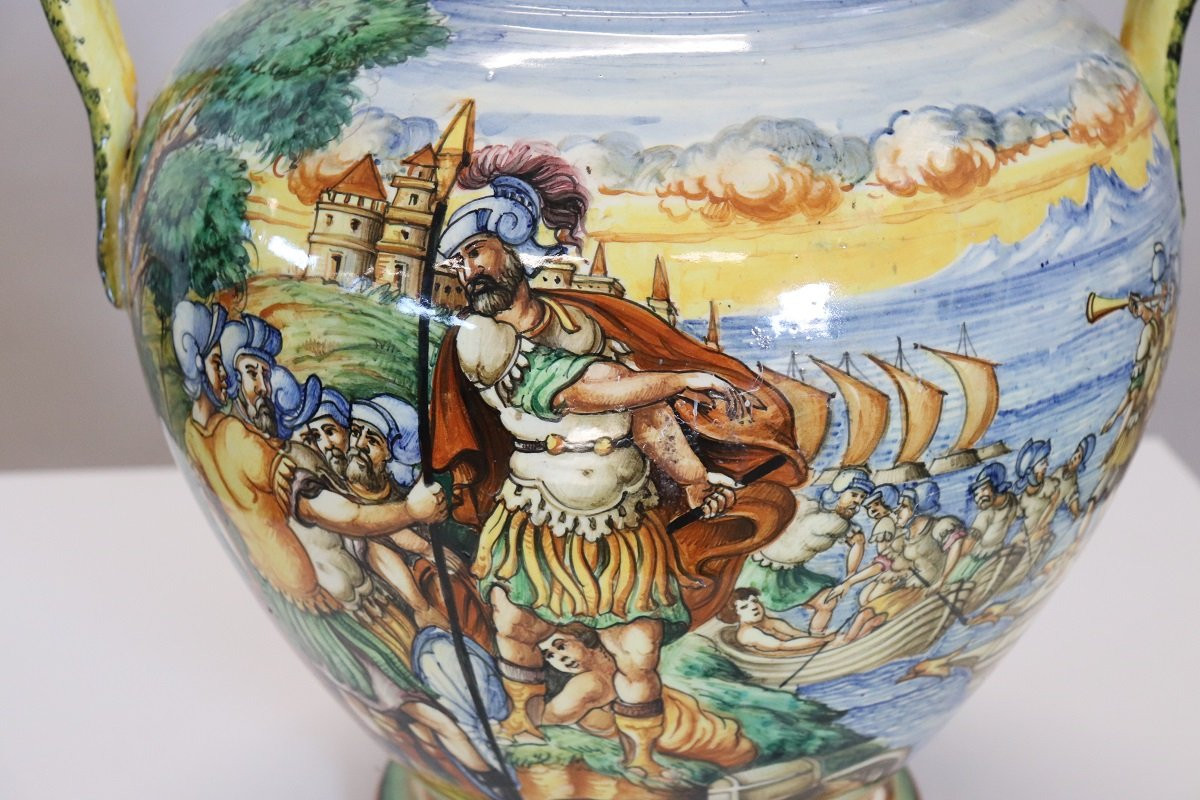 Vaso in ceramica decoro classico, Italia anni '80-photo-3