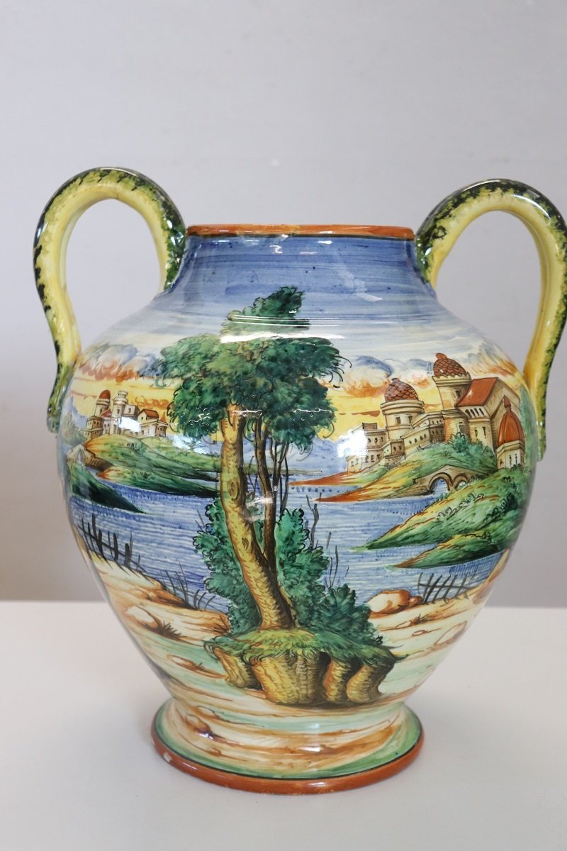 Vaso in ceramica decoro classico, Italia anni '80-photo-3