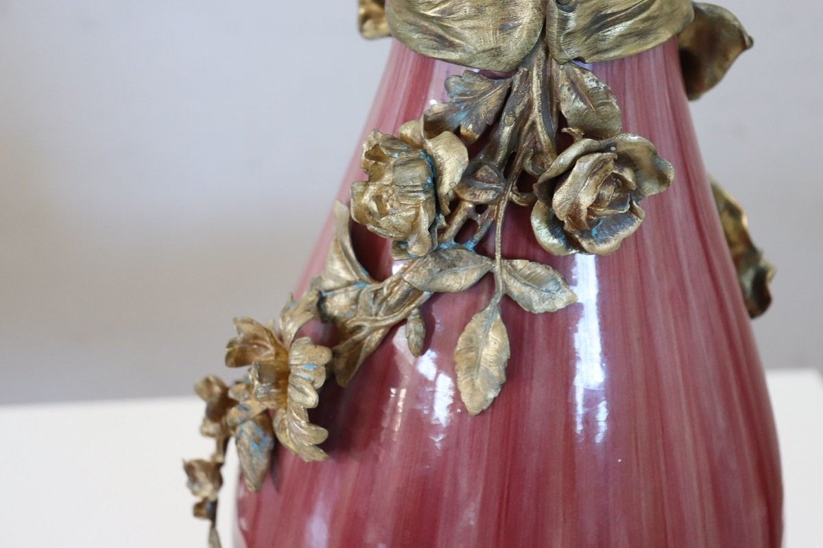 Vaso antico in ceramica e bronzo-photo-2