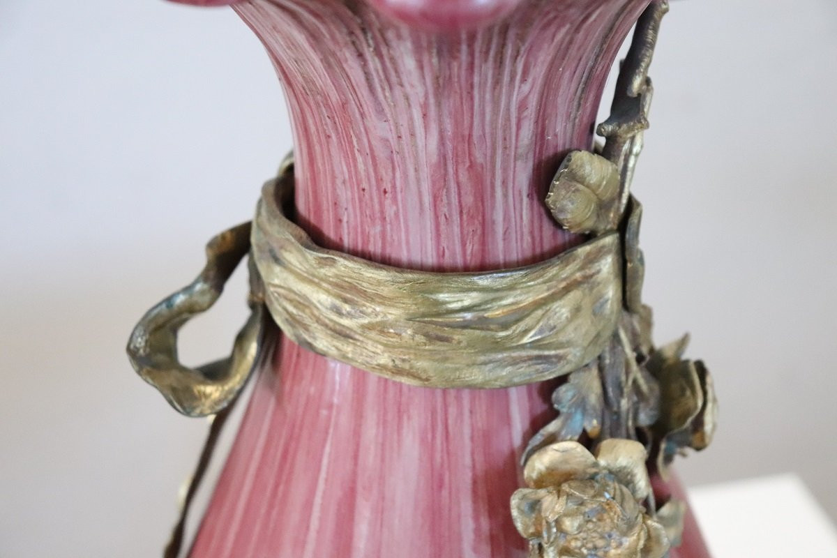 Vaso antico in ceramica e bronzo-photo-3