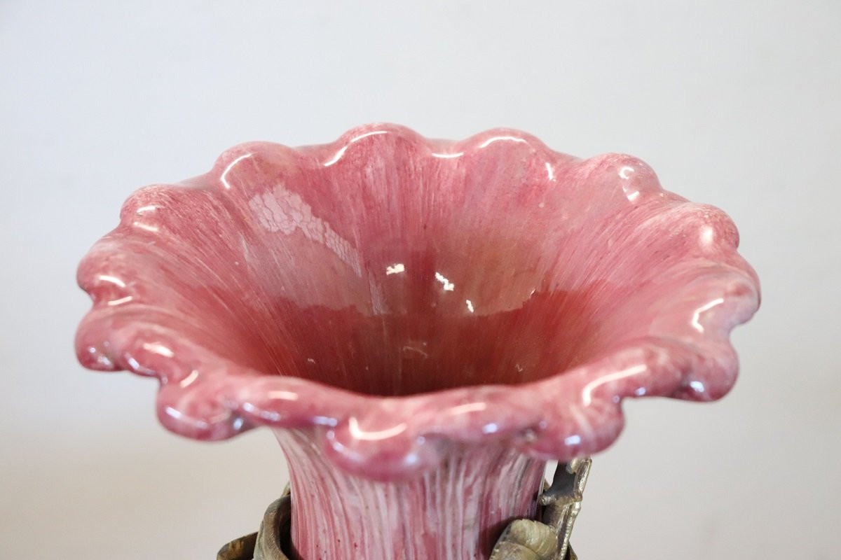 Vaso antico in ceramica e bronzo-photo-4