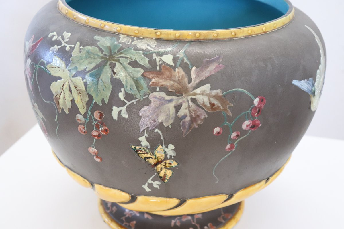 Vaso in ceramica con decoro floreale-photo-3
