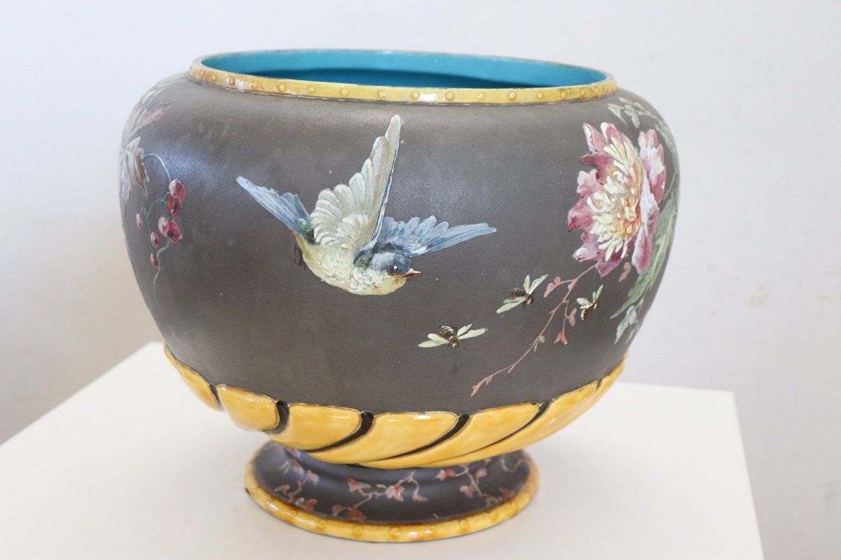 Vaso in ceramica con decoro floreale-photo-4