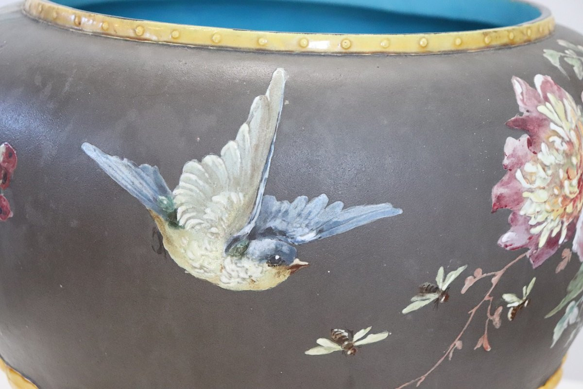 Vaso in ceramica con decoro floreale-photo-1
