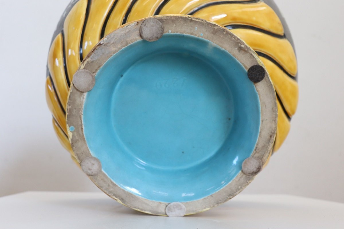 Vaso in ceramica con decoro floreale-photo-6