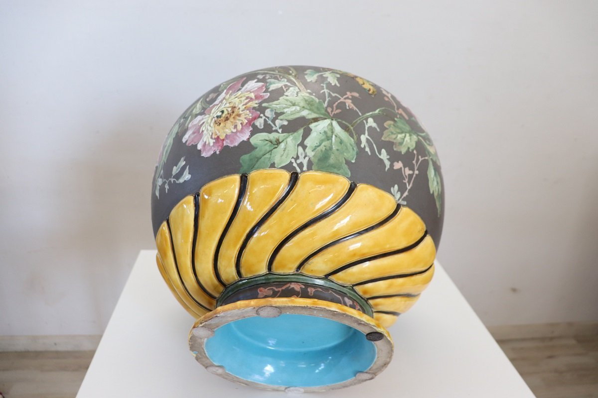 Vaso in ceramica con decoro floreale-photo-7