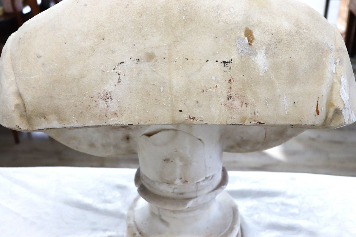 Busto di gentiluomo, XIX secolo, scultura in marmo bianco-photo-4