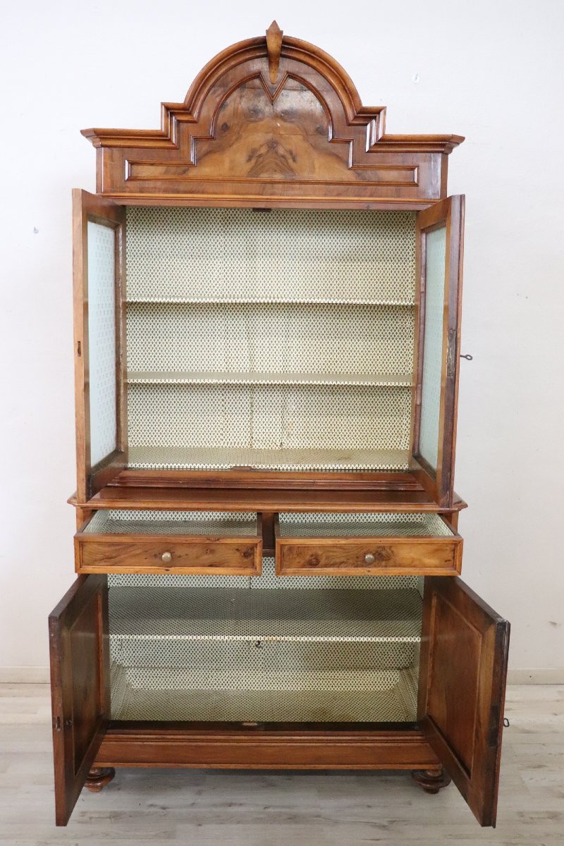 Credenza antica in noce impiallacciato secolo XIX-photo-3