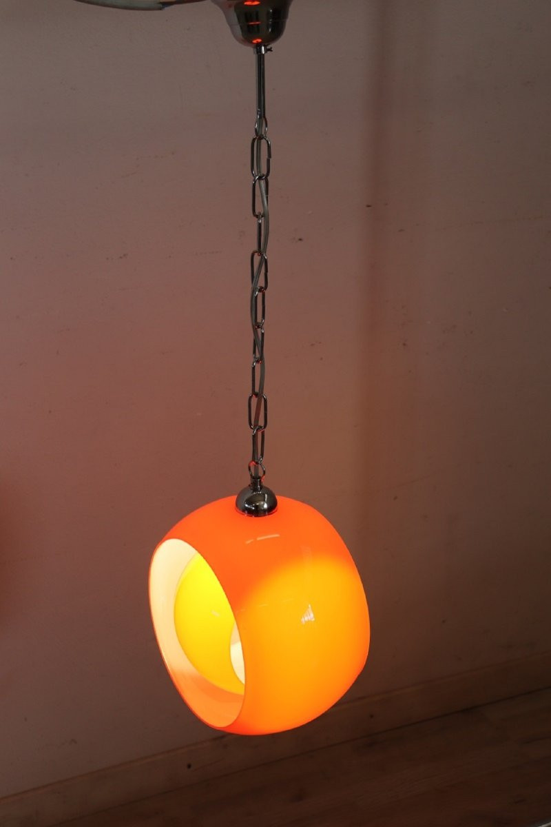 Lampada a sospensione in vetro di Murano di Carlo Nason per Mazzega, 1960-photo-2