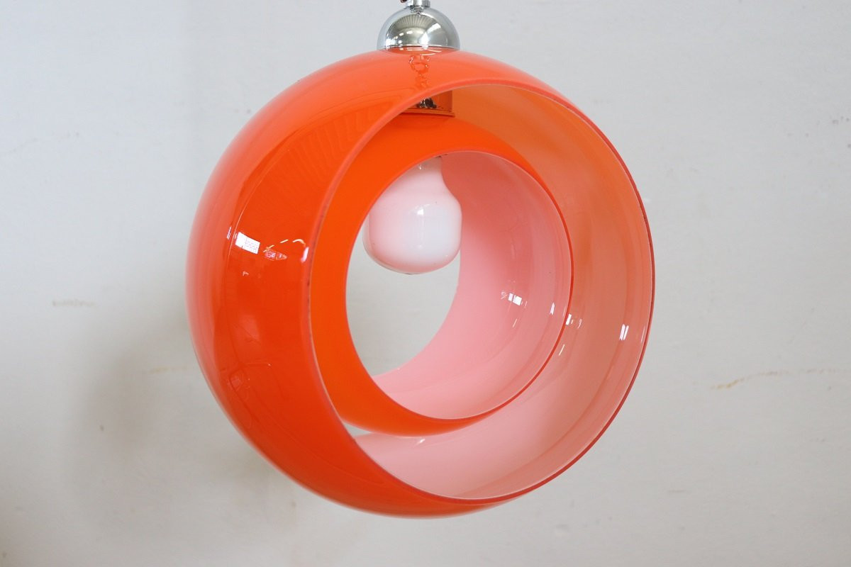 Lampada a sospensione in vetro di Murano di Carlo Nason per Mazzega, 1960-photo-3