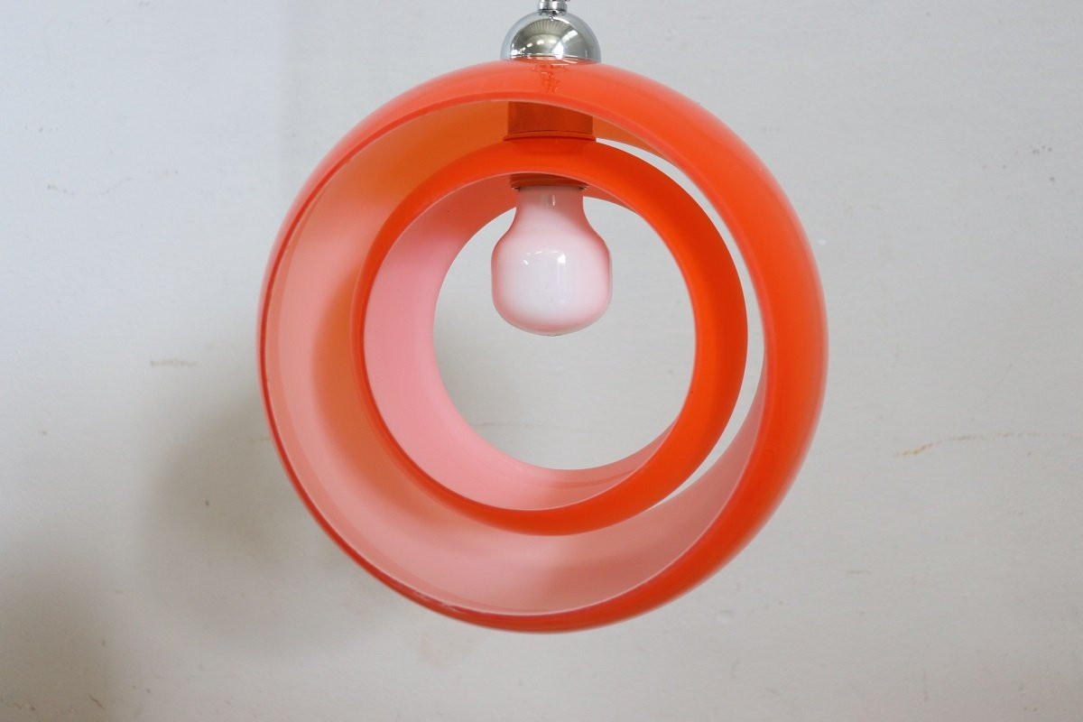 Lampada a sospensione in vetro di Murano di Carlo Nason per Mazzega, 1960-photo-7