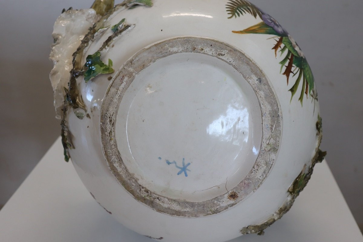 Maestoso vaso in ceramica con aquila e coccodrillo, Italia inizio XX secolo-photo-6