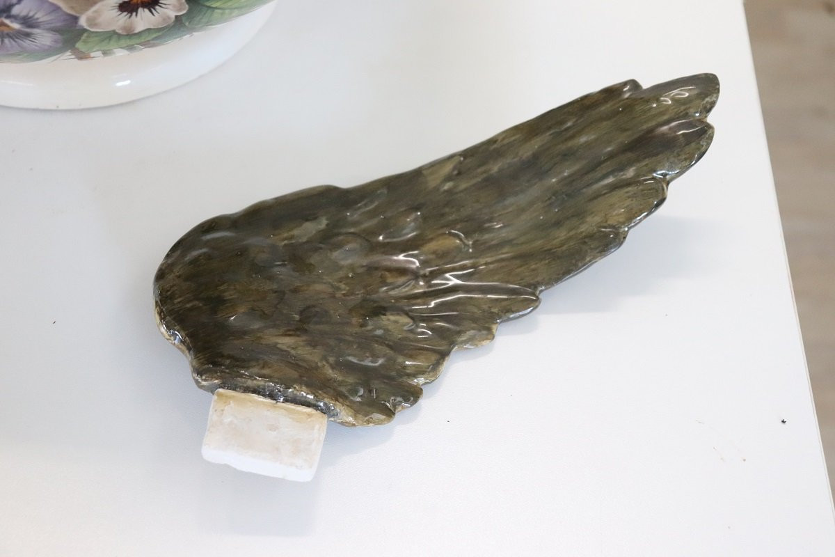 Maestoso vaso in ceramica con aquila e coccodrillo, Italia inizio XX secolo-photo-7