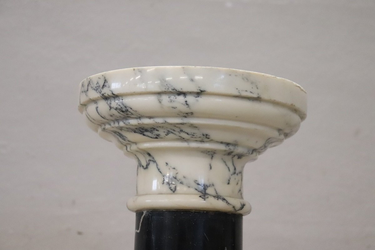 Colonna antica in marmo bianco e nero, Italia fine XIX secolo-photo-2