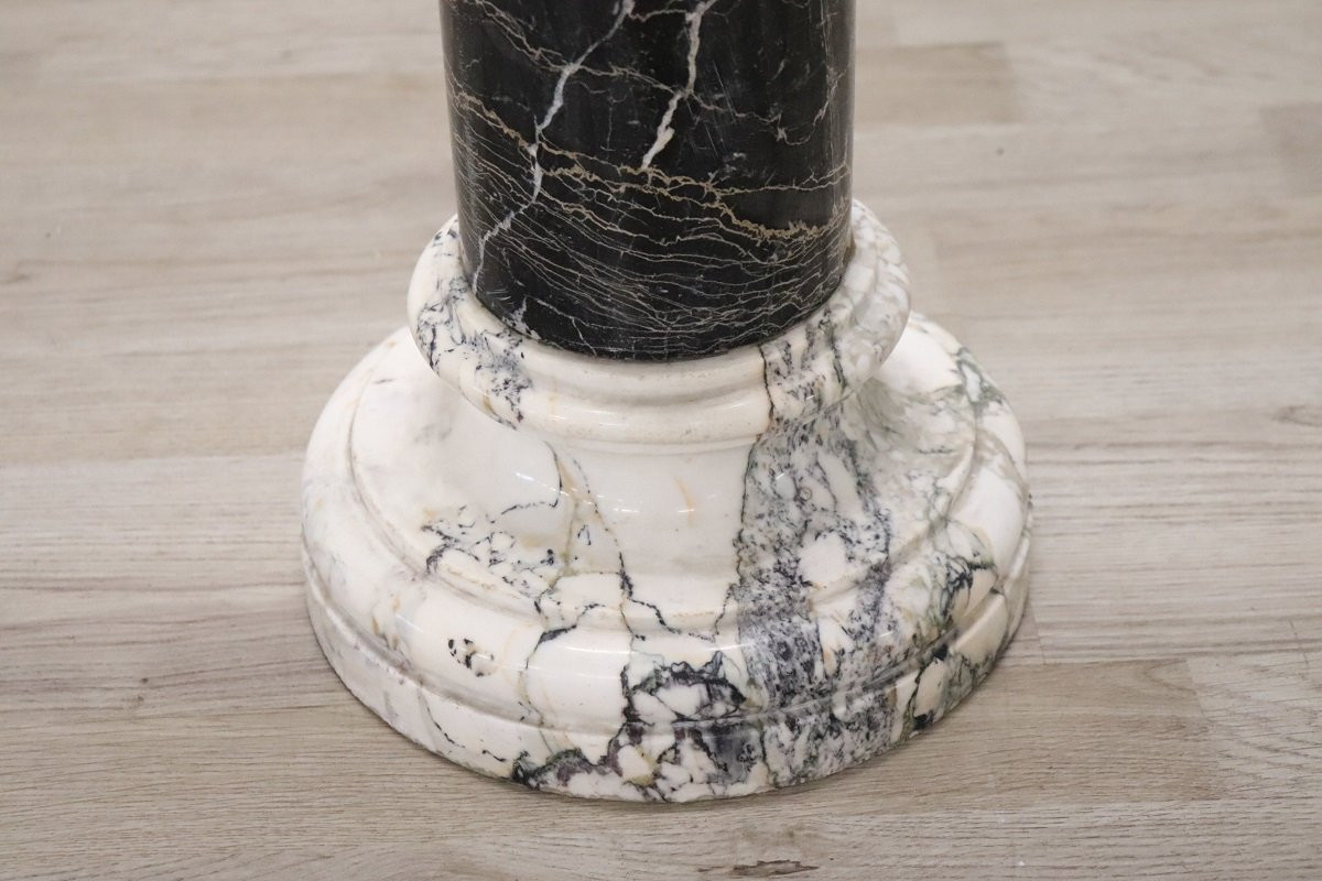 Colonna antica in marmo bianco e nero, Italia fine XIX secolo-photo-2