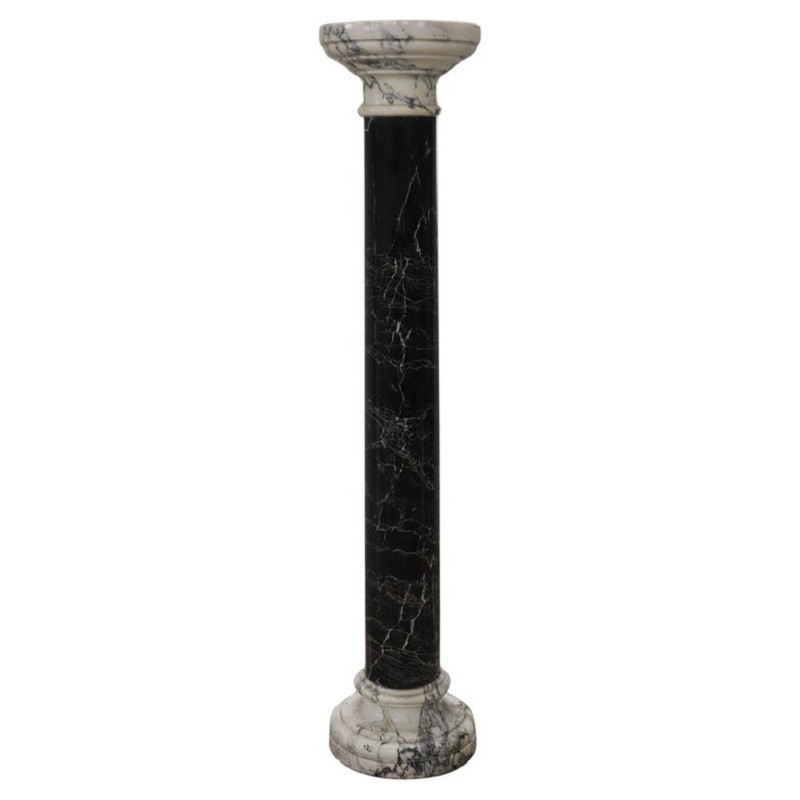 Colonna antica in marmo bianco e nero, Italia fine XIX secolo