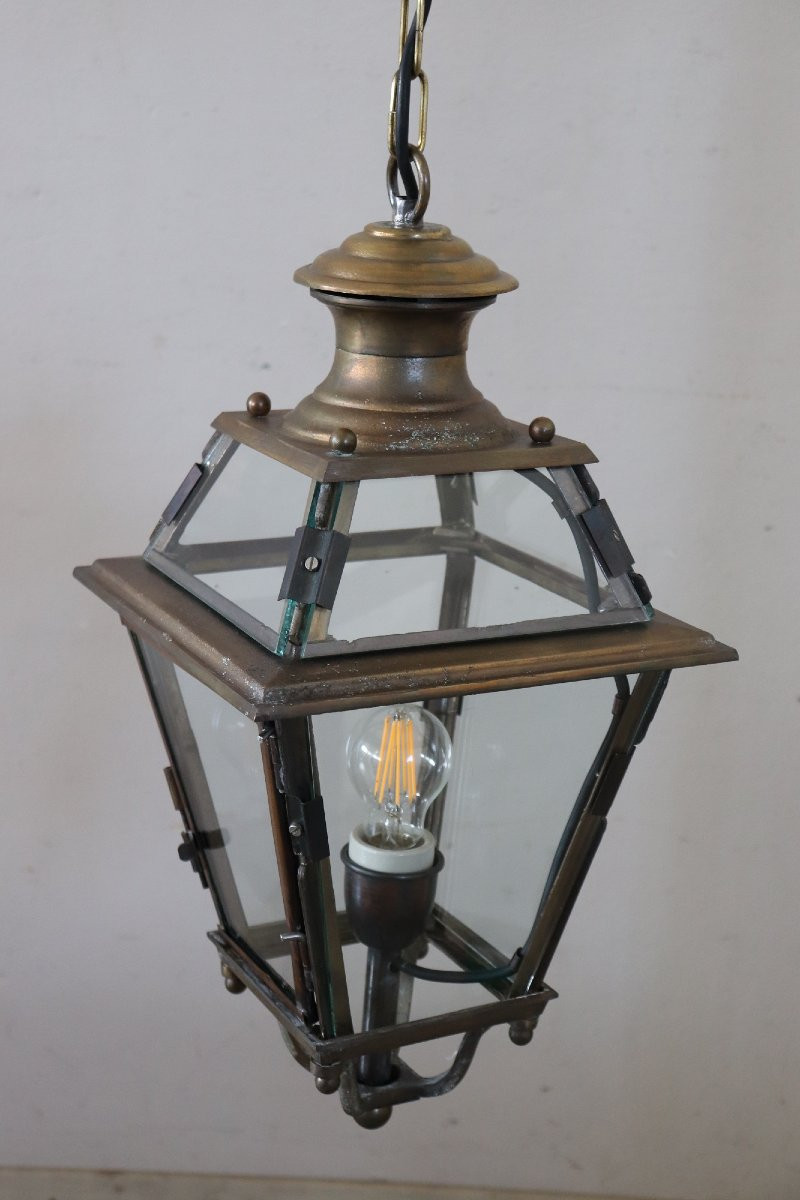 lanterna vintage italiana in vetro e ottone-photo-3