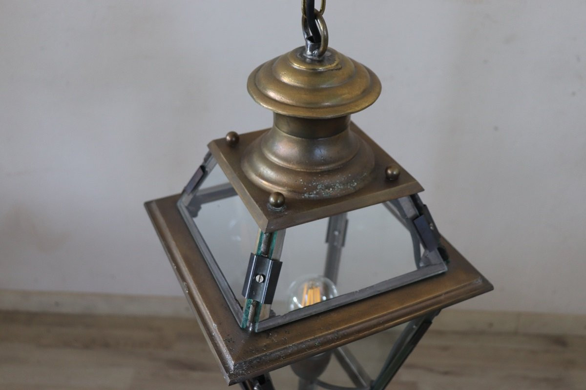 lanterna vintage italiana in vetro e ottone-photo-1