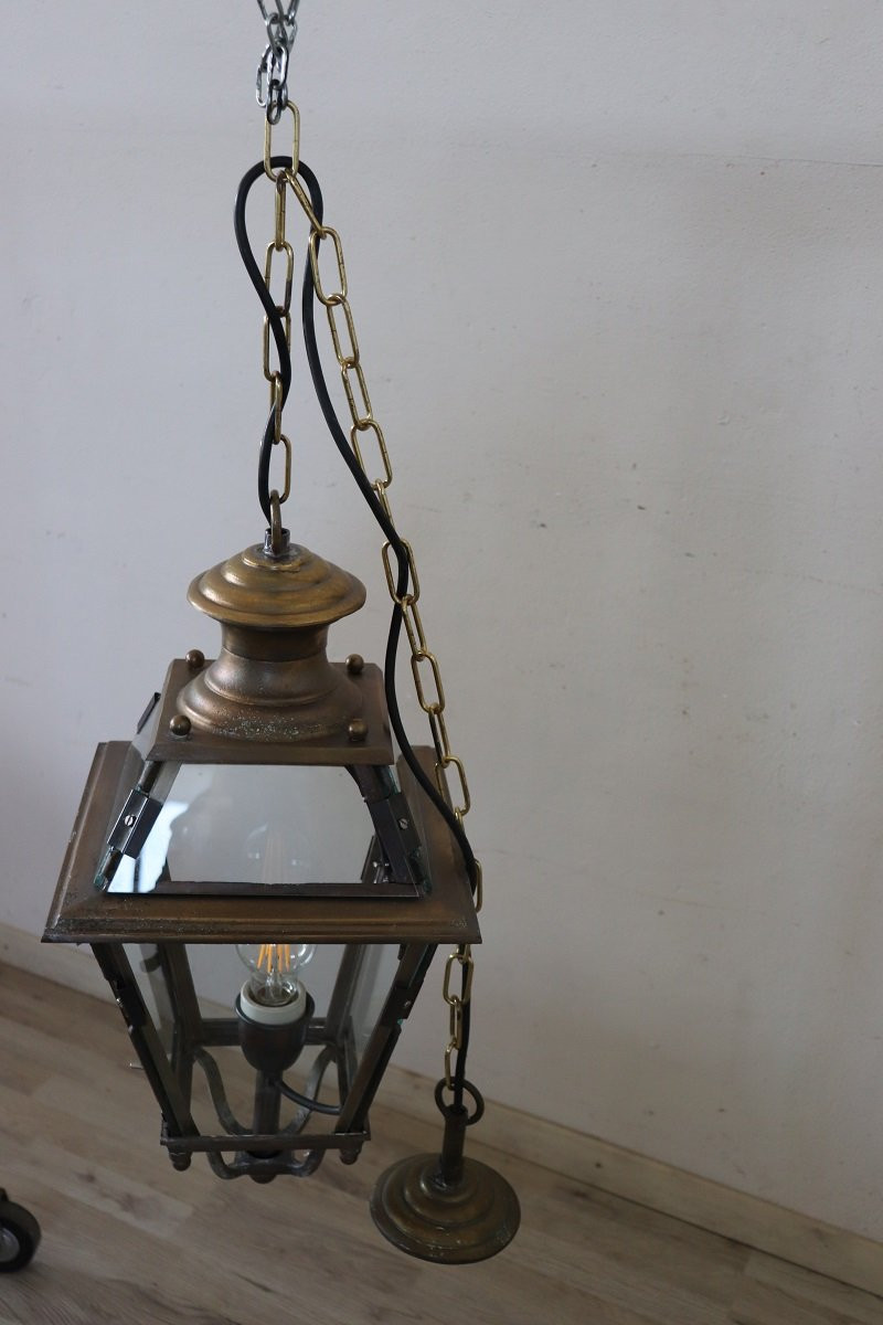 lanterna vintage italiana in vetro e ottone-photo-6