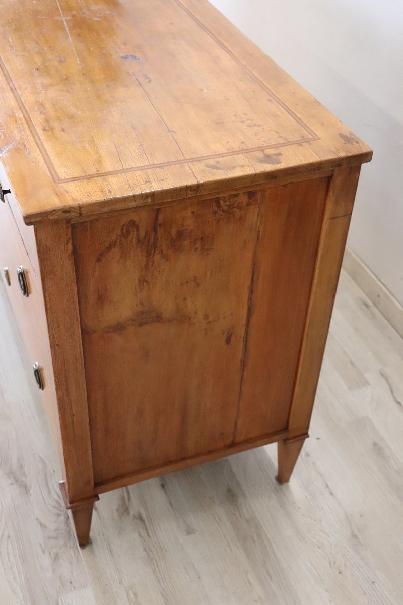 Cassettiera antica in noce intarsiata, Italia, fine XVIII secolo-photo-4