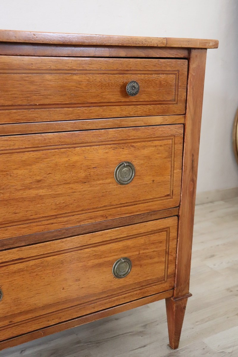 Cassettiera antica in noce intarsiata, Italia, fine XVIII secolo-photo-3