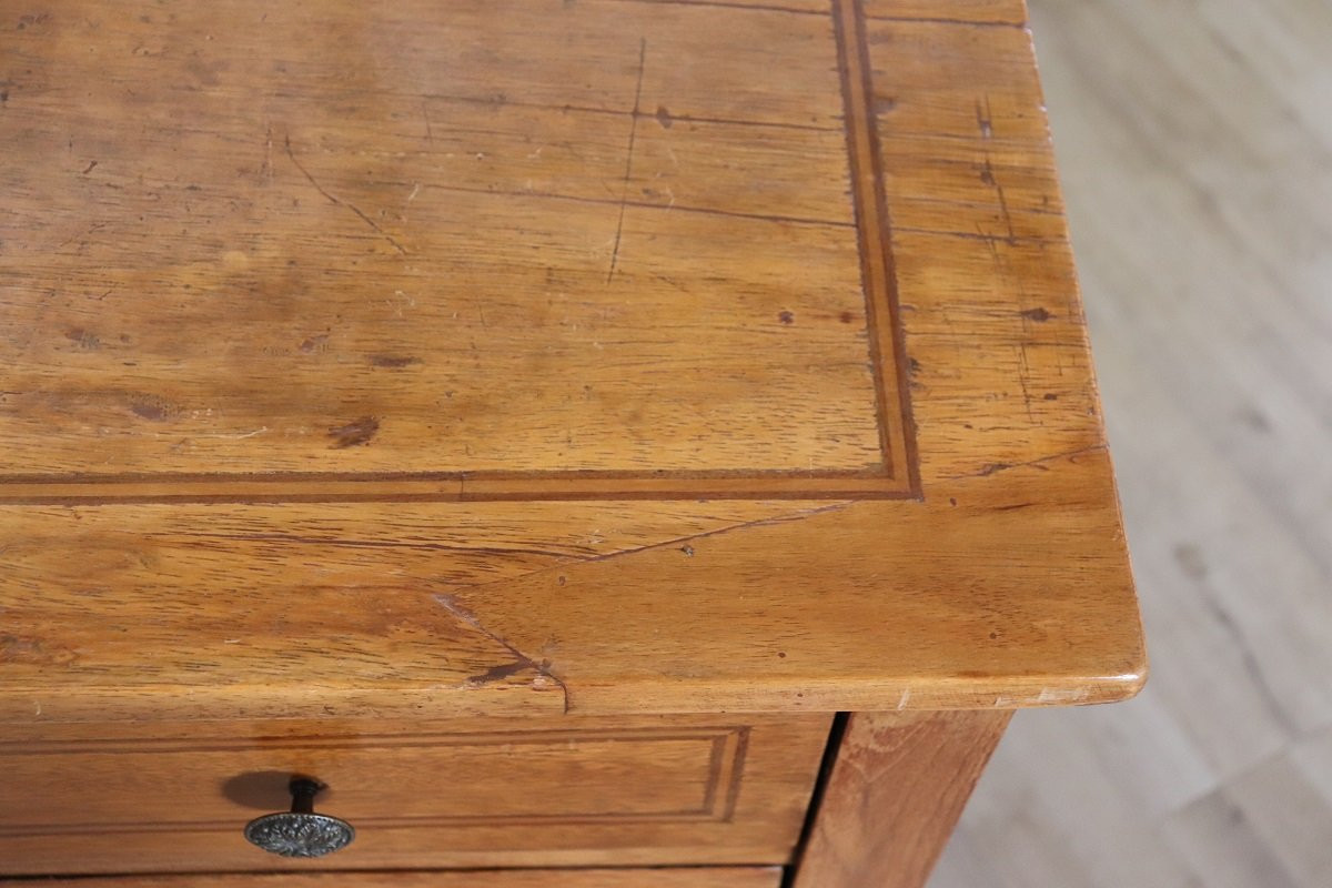 Cassettiera antica in noce intarsiata, Italia, fine XVIII secolo-photo-4