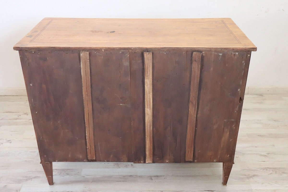 Cassettiera antica in noce intarsiata, Italia, fine XVIII secolo-photo-5