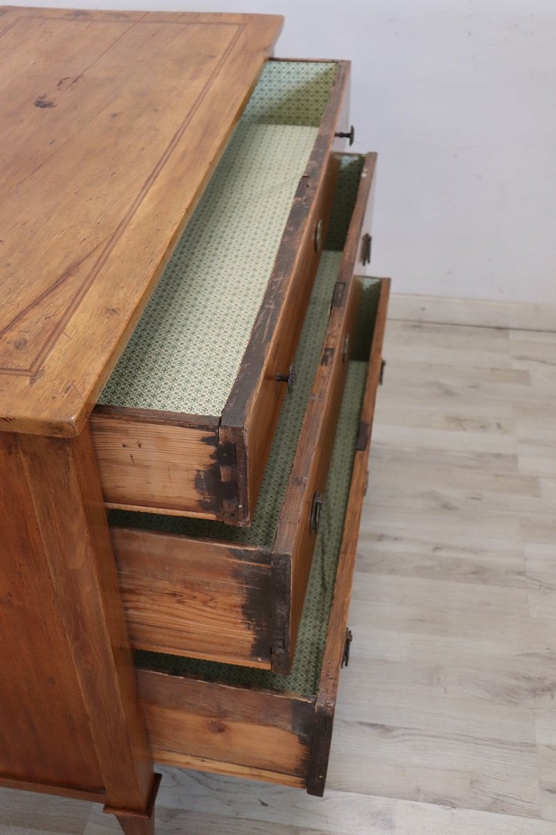 Cassettiera antica in noce intarsiata, Italia, fine XVIII secolo-photo-8