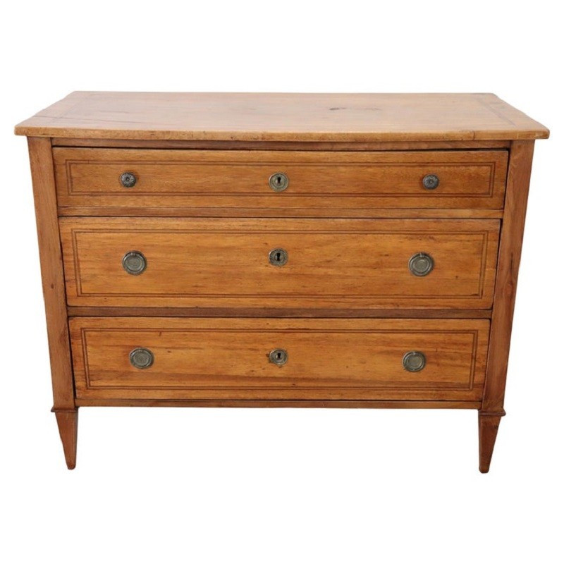 Cassettiera antica in noce intarsiata, Italia, fine XVIII secolo