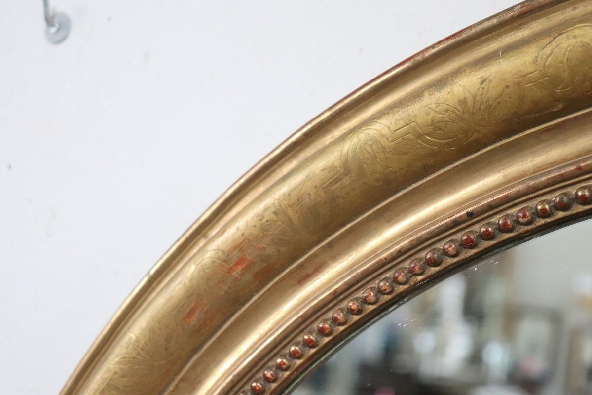 Antico specchio ovale in foglia oro-photo-7