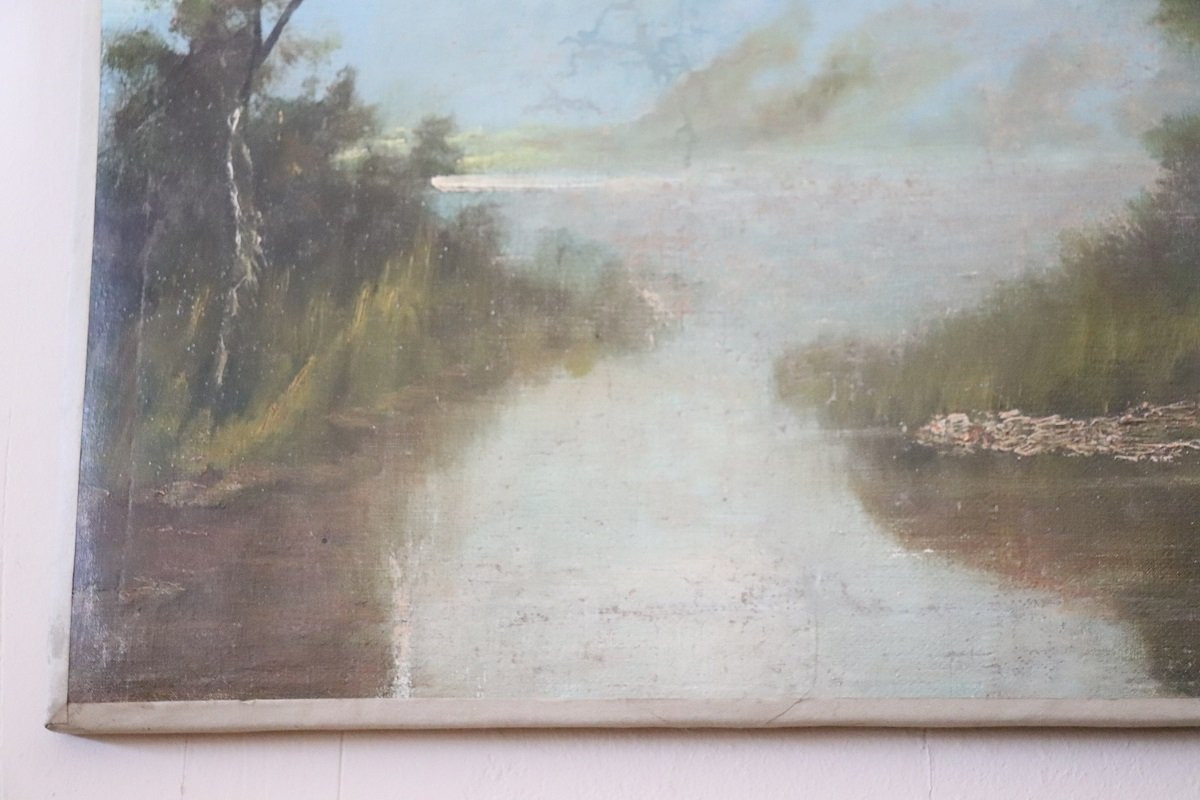 Antico dipinto olio su tela secolo XIX-photo-3