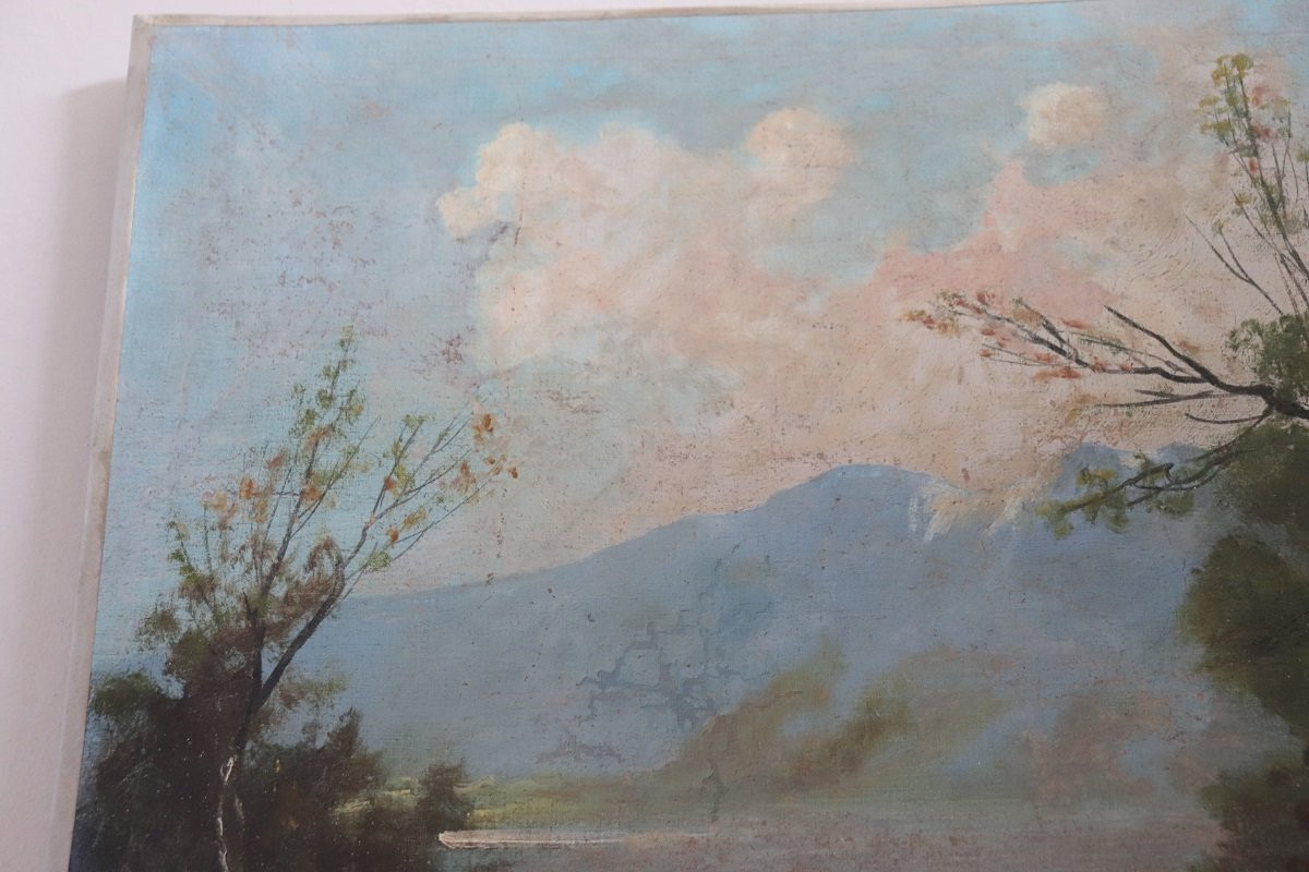 Antico dipinto olio su tela secolo XIX-photo-4