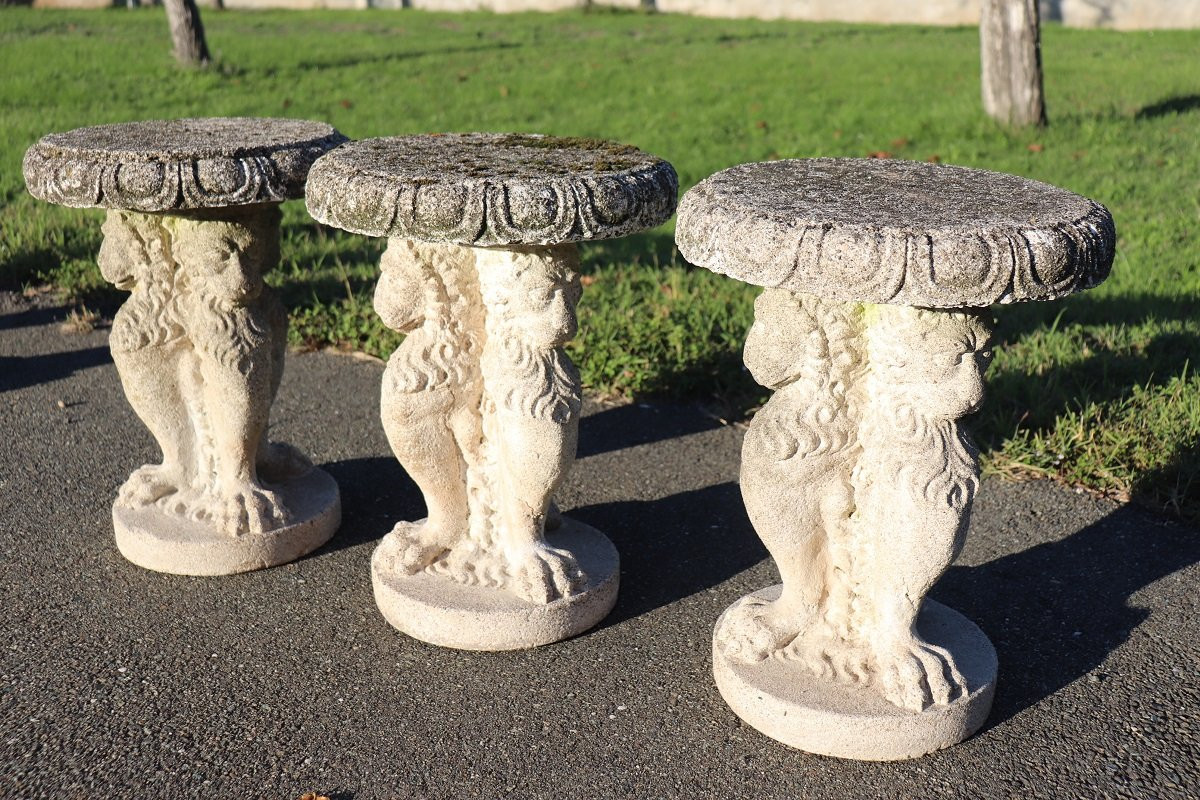 Set da giardino con tavolo e 6 sgabelli, Italia, inizio XX secolo-photo-3