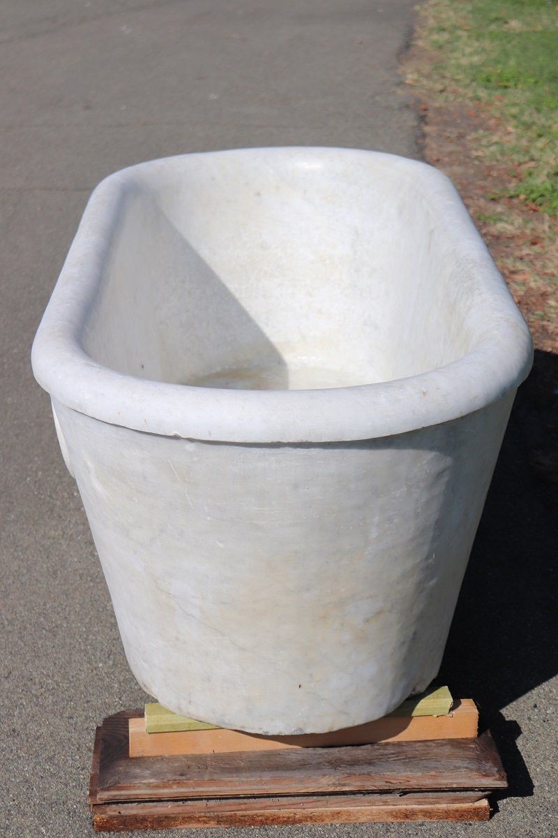 Antica vasca in marmo di Carrara, inizi secolo XIX-photo-2