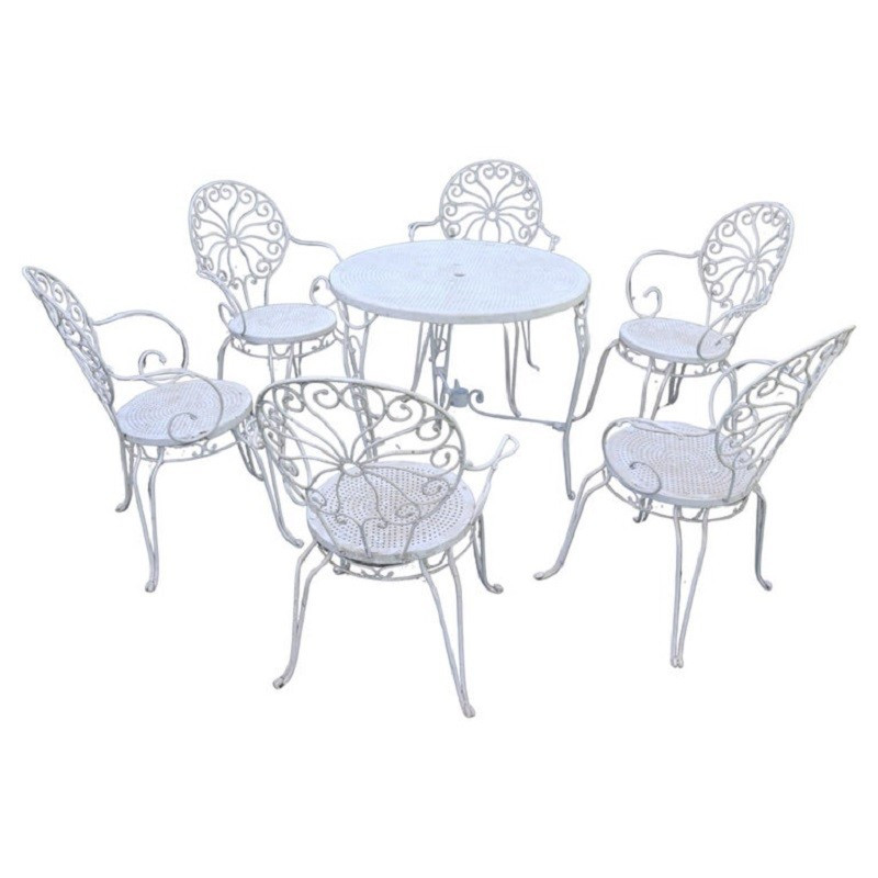 Set da giardino con tavolo e 6 poltrone, Italia anni '70