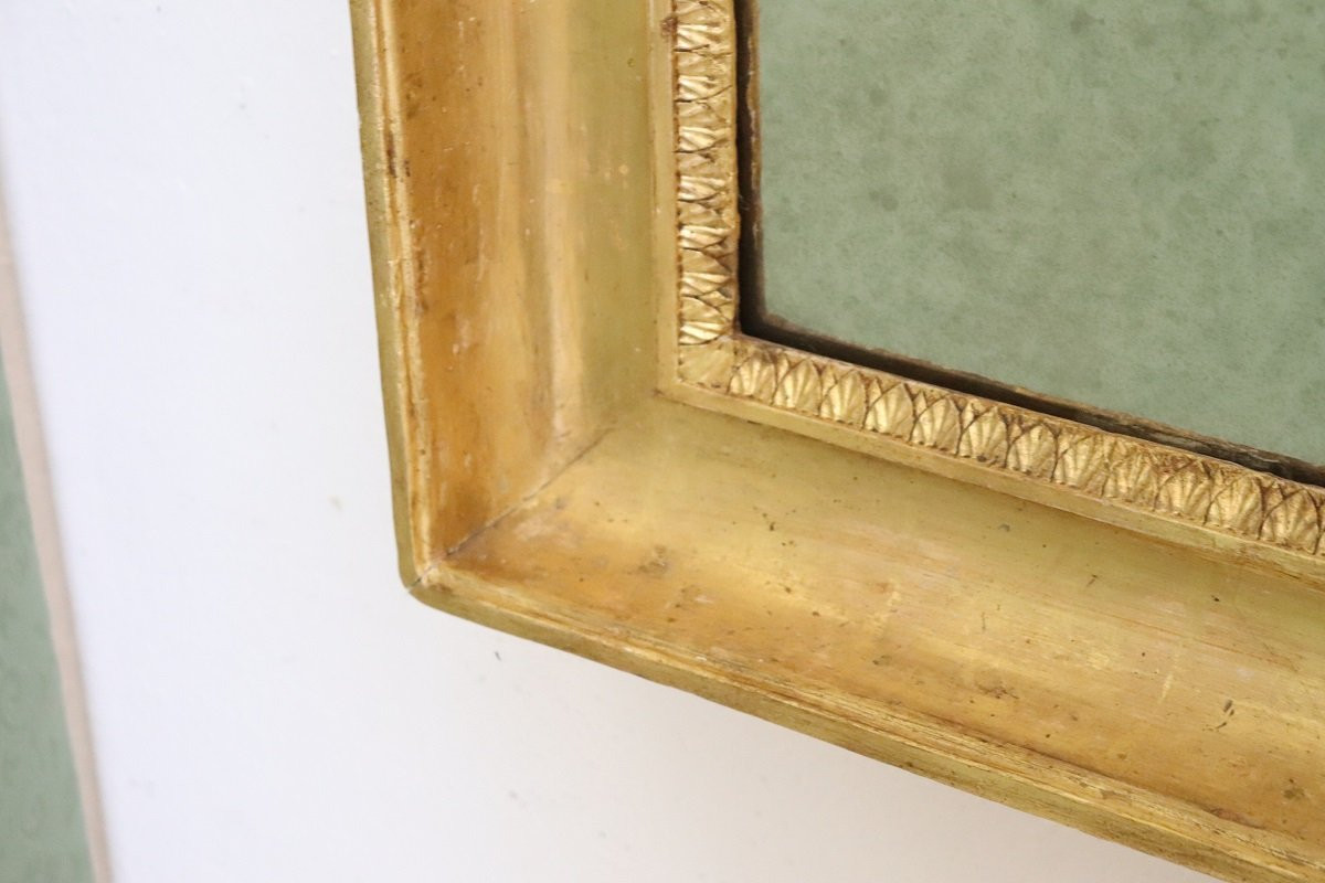 Specchio antico da parete in legno dorato, inizio XIX secolo-photo-2