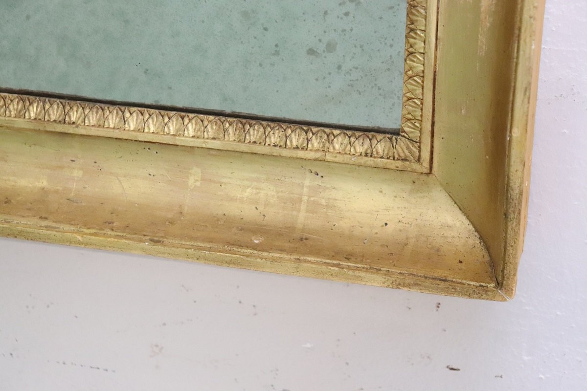 Specchio antico da parete in legno dorato, inizio XIX secolo-photo-3