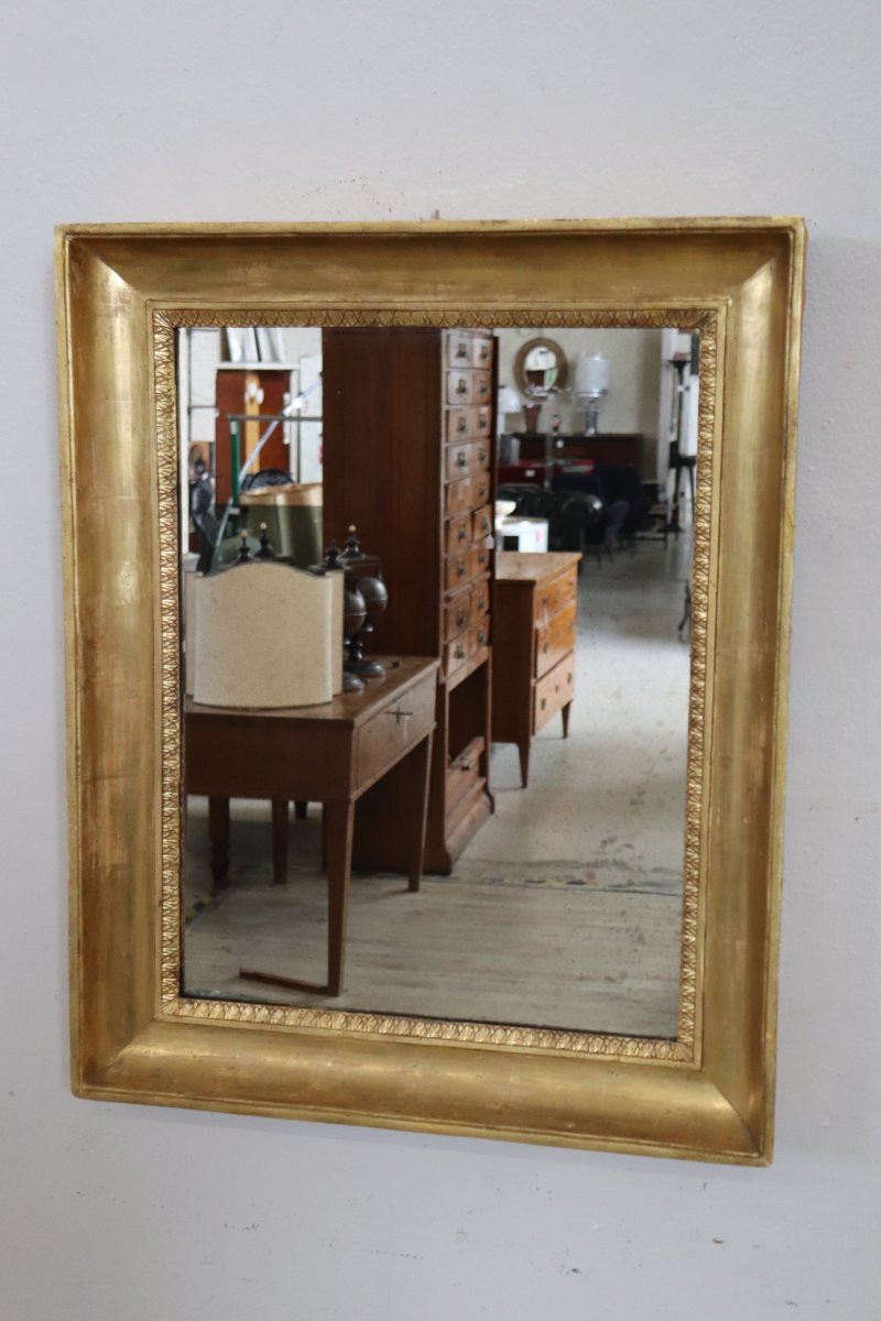 Specchio antico da parete in legno dorato, inizio XIX secolo-photo-7