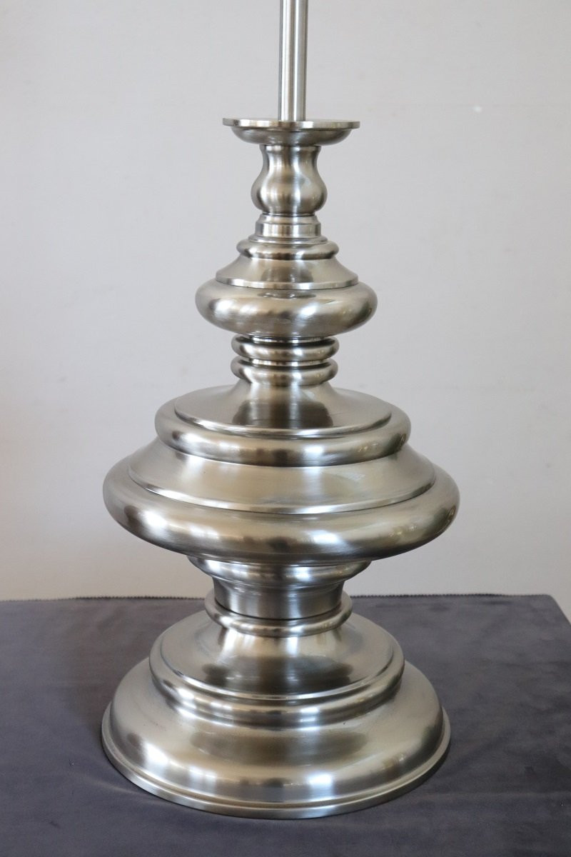 Grande lampada da tavolo in acciaio satinato di Goffredo Reggiani, Italia anni '70-photo-1