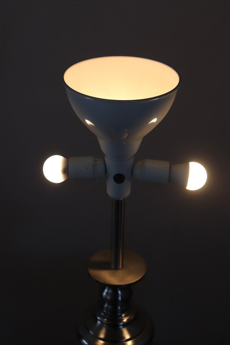 Grande lampada da tavolo in acciaio satinato di Goffredo Reggiani, Italia anni '70-photo-6