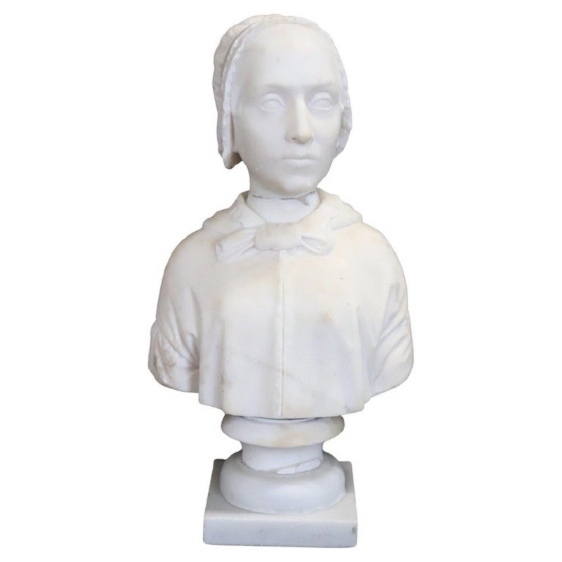 Busto di signora, scultura in marmo secolo XIX