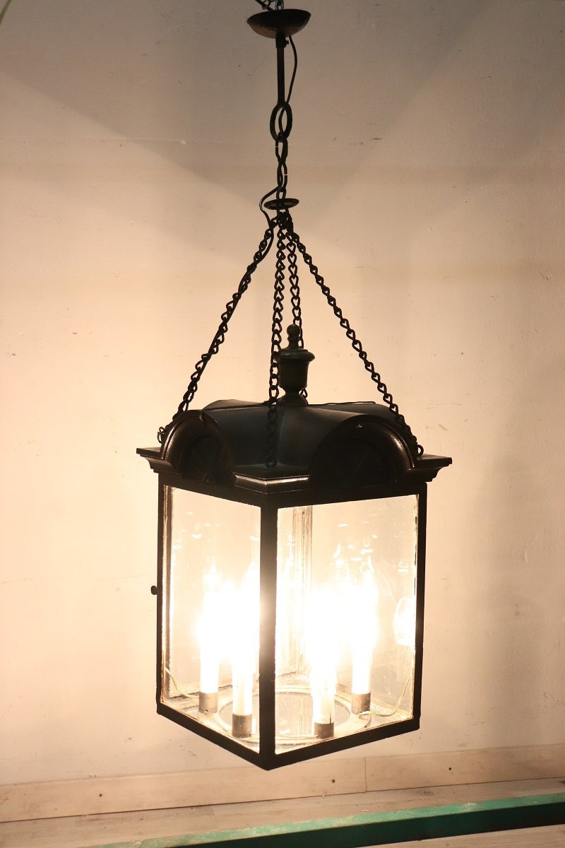 Lanterna in ferro e vetro, Italia, inizio XX secolo-photo-2