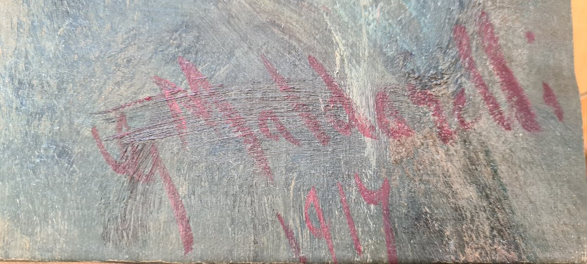 Dipinto olio su tela, Ritratto di giovane donna, Italia Firmato e datato 1917-photo-1