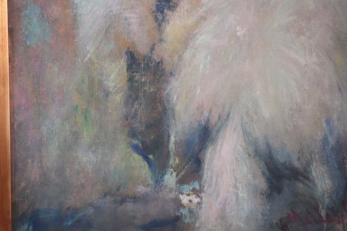 Dipinto olio su tela, Ritratto di giovane donna, Italia Firmato e datato 1917-photo-5