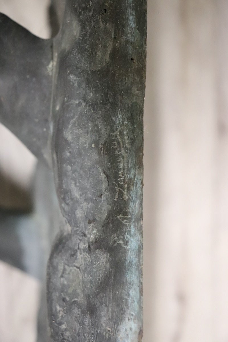 Scultura in bronzo firmata, fantino a cavallo, altezza 103 cm-photo-8