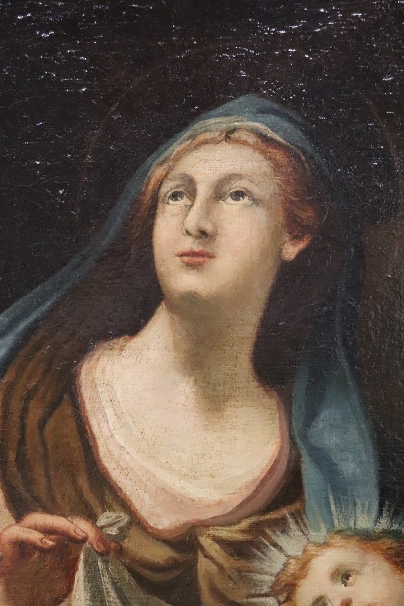 Sacra Famiglia, dipinto a olio su tela, scuola italiana del XVIII secolo-photo-1