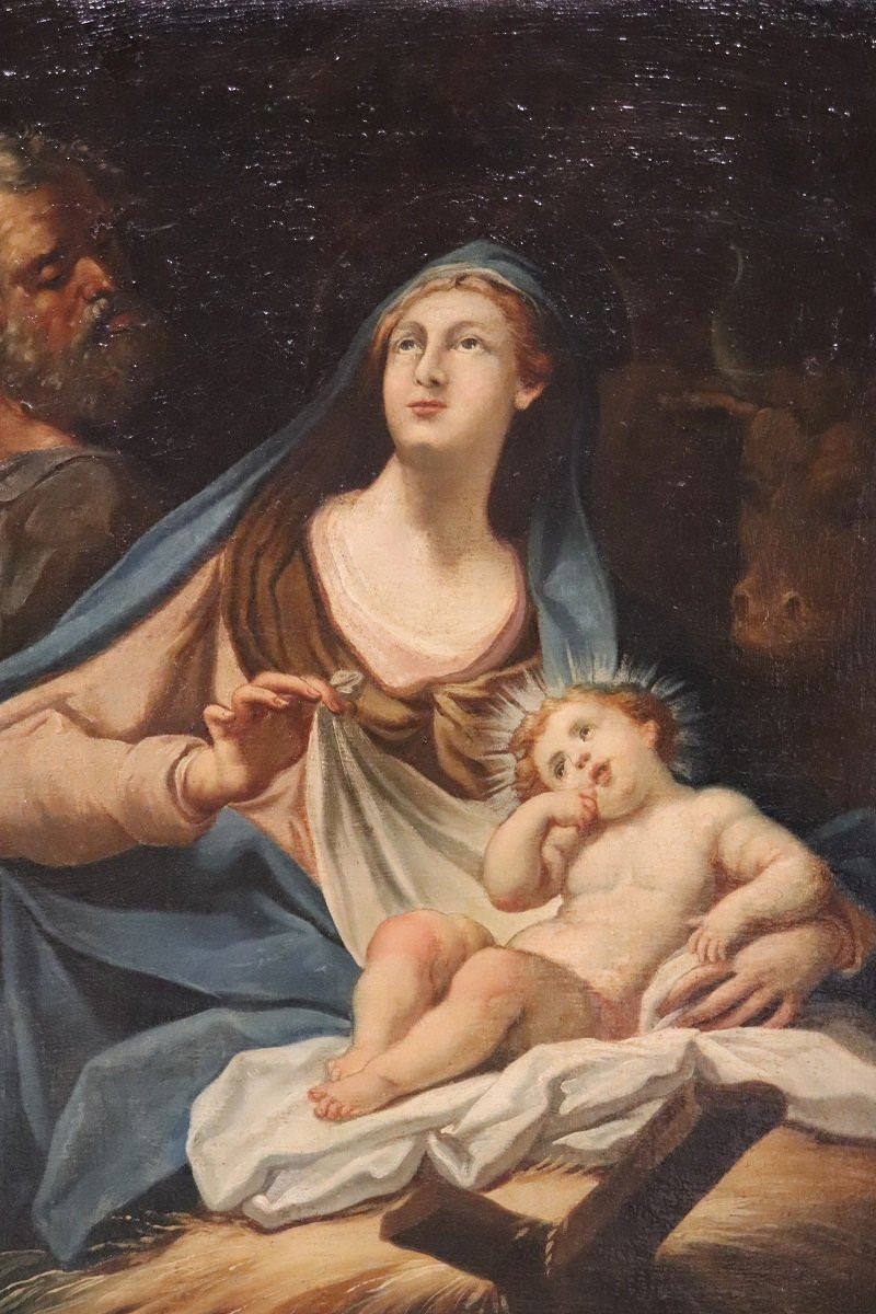 Sacra Famiglia, dipinto a olio su tela, scuola italiana del XVIII secolo-photo-7