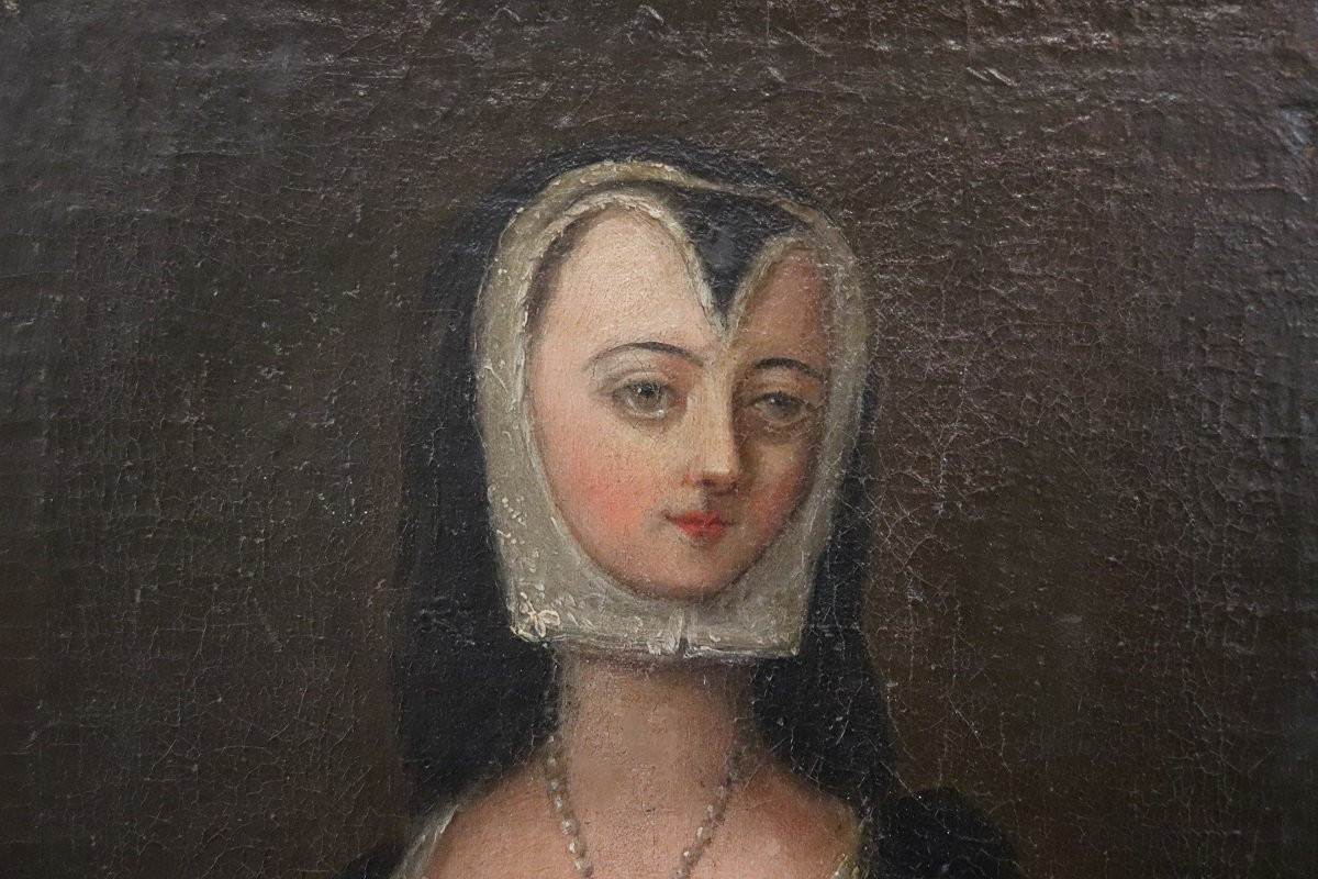 Ritratto di giovane donna rinascimentale, olio su tela, Italia, inizio XVIII secolo-photo-3