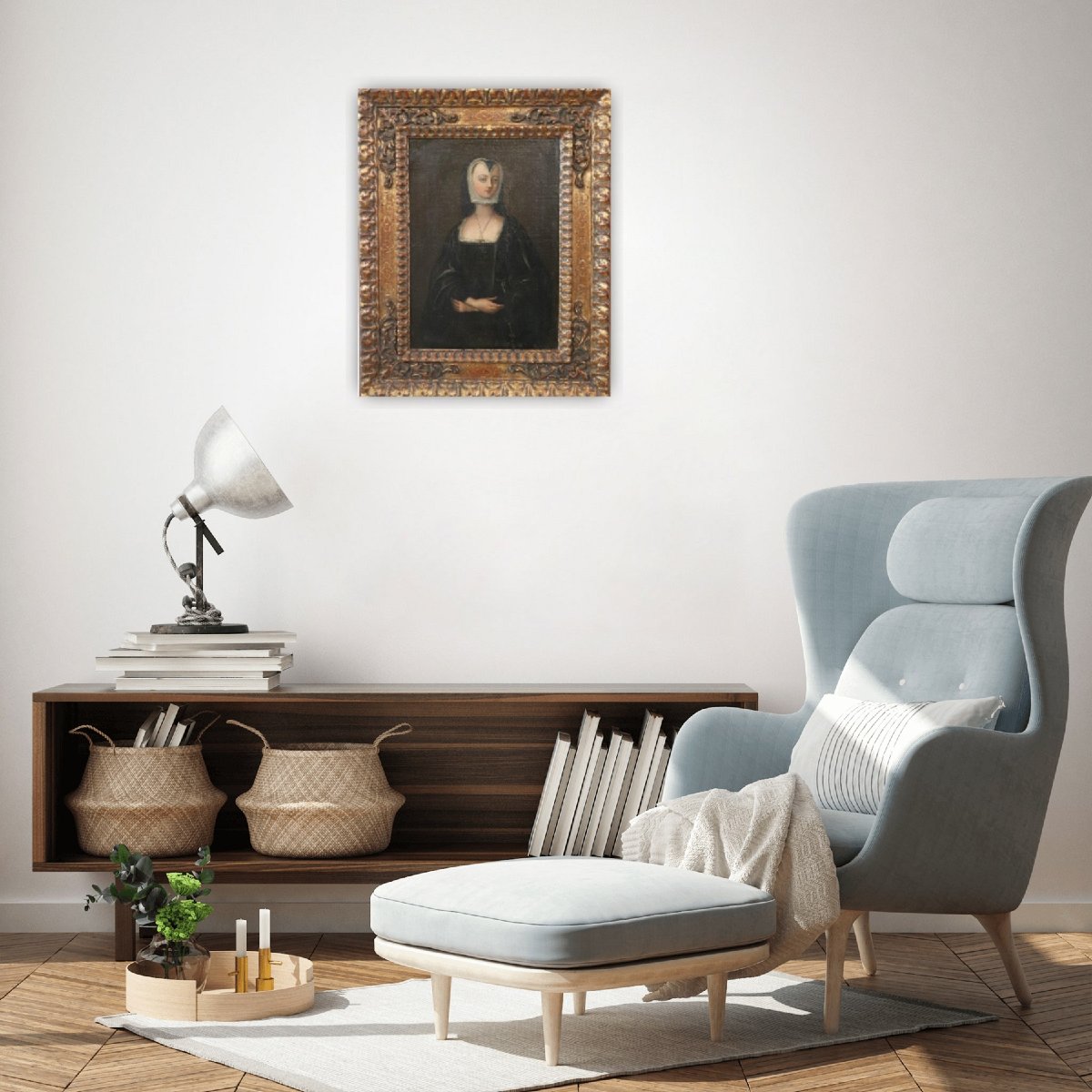 Ritratto di giovane donna rinascimentale, olio su tela, Italia, inizio XVIII secolo-photo-4